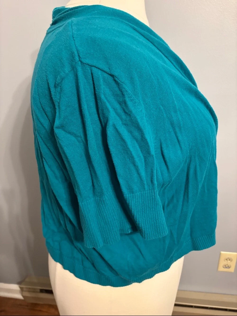 Lane Bryant Teal Open-Front Cropped Shrug - Picture 4 of 6